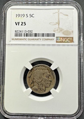 1919-S BUFFALO NICKEL NGC VF25 11XH25 - Image 1 of 4