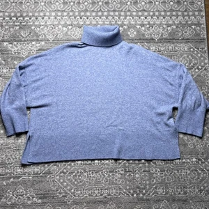 Suéter para mujer J.Crew mezcla de lana cuello alto 3X azul alpaca cuadrado - Imagen 1 de 7