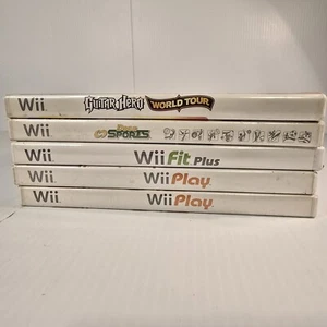 Mixed Lot of 5 SCRATCHED Nintendo Wii Games, Guitar Hero World Tour, 2 Wii Plays - Picture 1 of 13