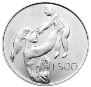 SAN MARINO 500 LIRE 1972 ( MOTHER with CHILD ) SILVER Commem. coin (KM# 21) UNC - Picture 1 of 5