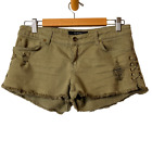 Billabong Lite Hearted Distressed Cut Off Shorts Womens Olive Green Size 28