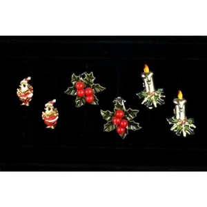 Orecchini Vintage Agrifoglio, Candele/Holly e Babbo Natale - Foto 1 di 2