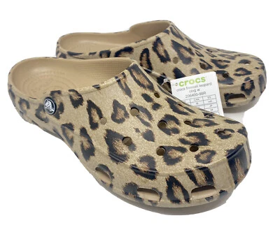 CROCS FREESAIL ЛЕОПАРД сабо женщин размер 5 золото/черный новый - Изображение 1 из 4