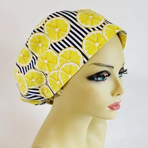 European Women Scrub Hat, Surgical Cap, Lemon,  Nurses Hat, Medical, Nurses Gift - Picture 1 of 5