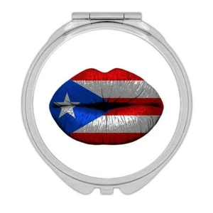 Gift Compact Mirror : Lips Puerto Rican Flag Rico Expat Country - Picture 1 of 3