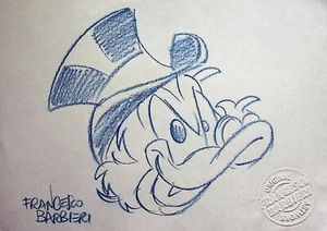 Scooge Duck signiert FRANCESCO BARBIERI handgezeichnete Konventionskunst 8,5" x 6" - Bild 1 von 2