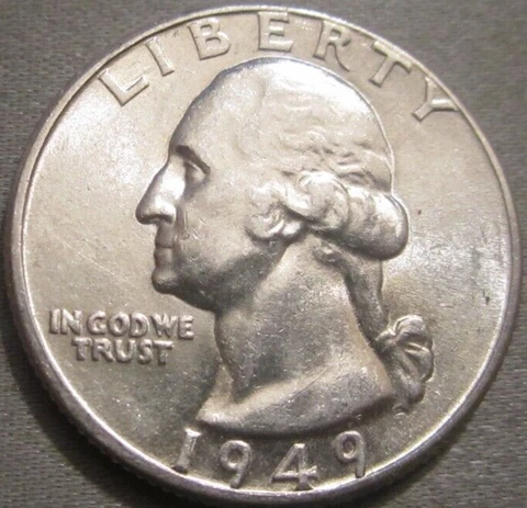 BETTER GRADE AS SHOWN - 1949 D WASHINGTON QUARTER *** 90% SILVER *** 824 Cover