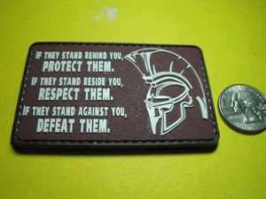 TACTICAL MORALE PVC PATCH "IF THEY STAND BEHIND YOU - PROTECT THEM" HOOK BACK - Picture 1 of 12