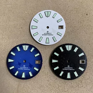 Metal Watch Dial 28.5mm Green Luminous fit Japan NH35/NH36 Automatic Movement - Picture 1 of 11