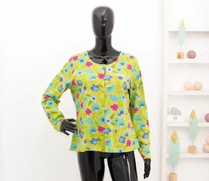 Blusa Gudrun Sjoden Floral Algodón Orgánico Manga Larga Camiseta Cárdigan a Presión M - Imagen 1 de 9