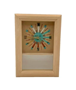 Albuquerque Sandpainting Natural Sun Face Turquoise Rock Clock & Display Case - Picture 1 of 15