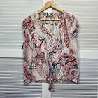 Suzanne Grae Top Womens 16 Multicoloured Paisley Button Up Sleeveless Plus