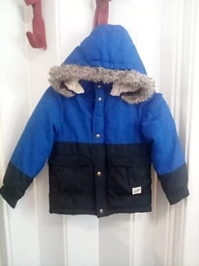 Osh Kosh B'Gosh Fleece Lined Parka Winter Coat Kid Size 7 Royal & Dark Blue - Picture 1 of 13