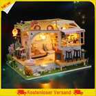DIY Hut Leisure Cat Coffee Back Garden Handmade Small Doll House With Light