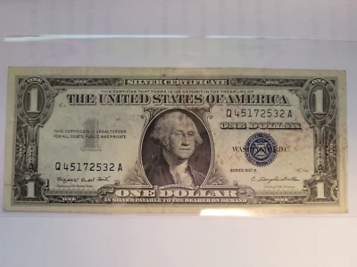 1957 USA $1 Silver Certificate George Washington ERS/CDD Blue Seal Bank Note - Image 1 of 2