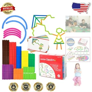 Creative Junior GeoStix Set - 200 Multicolored Sticks with 30 Double-Sided Cards - Picture 1 of 11