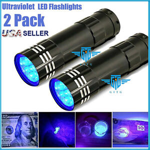 2x UV Ultra Violet LED Flashlight Blacklight Light 395 NM Inspection Lamp Torch