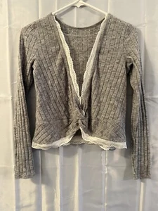 abercrombie fitch kids 11/12 girls gray long sleeve Knot back Casual Shirt Top - Picture 1 of 6