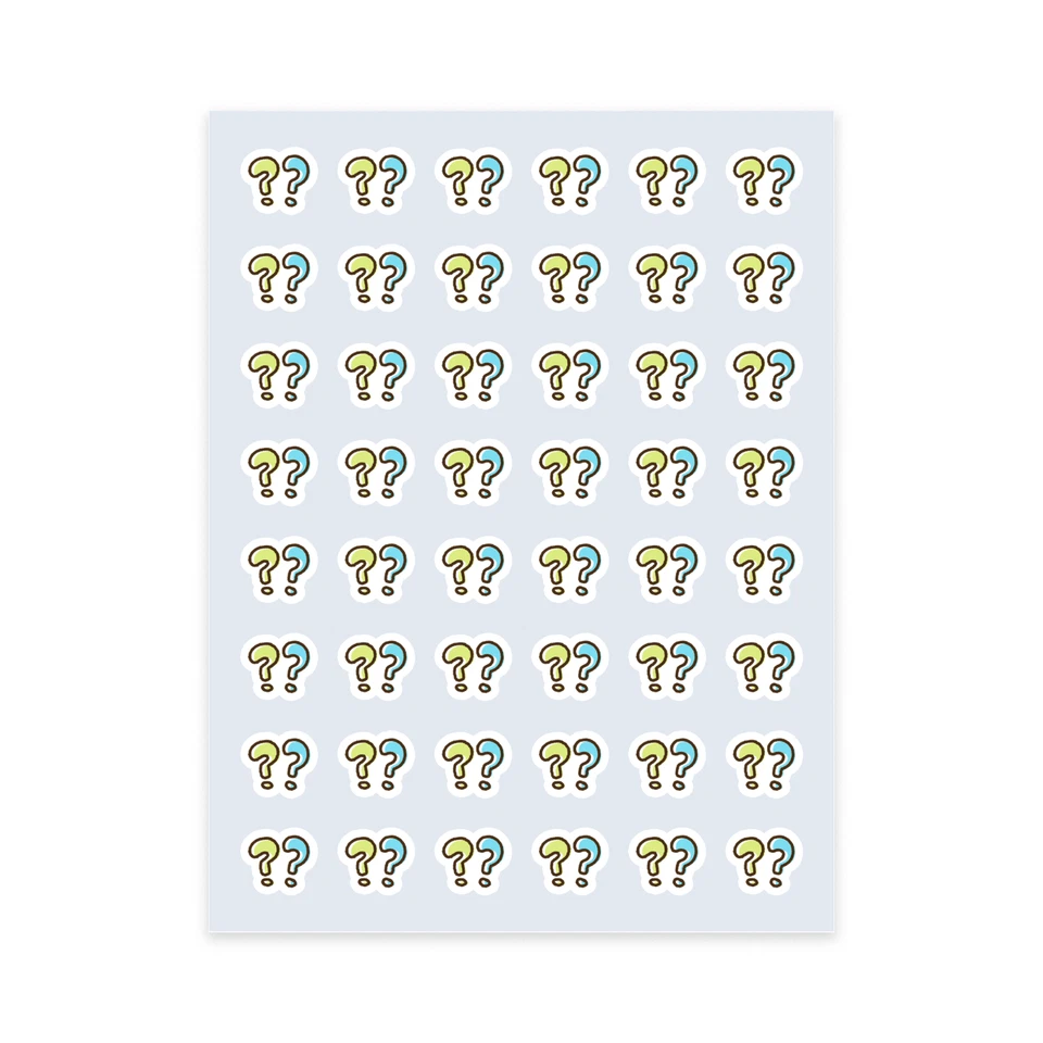 48pcs Double Question Mark Green & Blue Mini Planner Sticker Sheet Vinyl 1cm - image 1 of 1