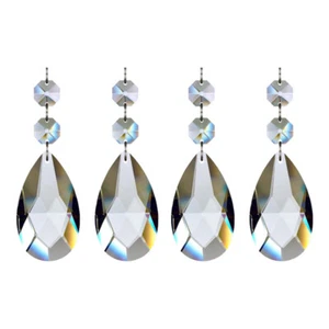 4X 63mm Glass Crystal Prism Tear Drop Pendant DIY Chandelier Decoration - Afbeelding 1 van 10