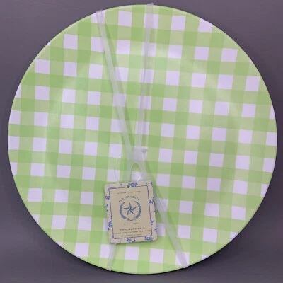 ~4) Platos de cena de melamina Rachel Ashwell Pascua primavera verde guinga a cuadros Foto 1 de 4
