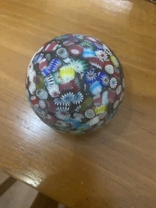 Vintage Millefiori Scramble Glas Design Briefbeschwerer signiert KB - Bild 1 von 8