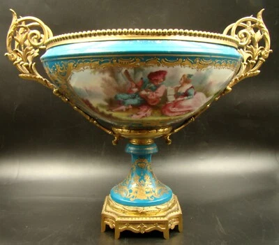 19th Century French Sevres Turquoise Blue Large Centerpiece Ormolu-mounted RARE - Image 1 of 4