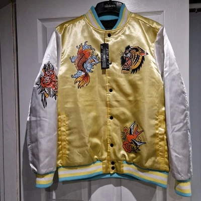 REASON Fearless Bomber Jacket Men's Large Yellow and White BNWT  - Image 1 of 4