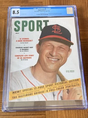 Stan Musial Sports CGC 8.5 OW/白色(STL 红雀名人堂-1954)未插图 — 第 1/3 张图片
