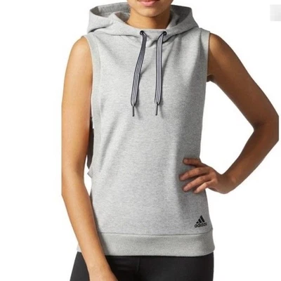 Camiseta sin mangas deportiva ADIDAS con capucha muscular gris entrenamiento gimnasio fin de semana talla M Foto 1 de 4