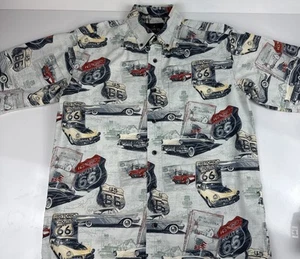 Route 66 Button Down Shirt With Classic Cars - Picture 1 of 3
