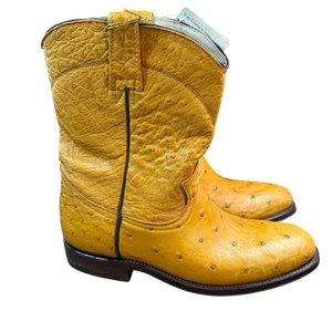 Botas de Vaquero de Cuero de Avestruz Amarillo de Tonny Vargas para Hombres Talla 6.5 Nuevas con Etiquetas - Imagen 1 de 14