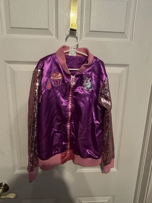 Spirit Jojo Siwa Unicorn Sequin Zip Bomber Jacket Child Size Large Purple Pink - Image 1 of 4