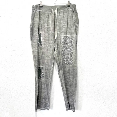 Made in Italy Gray Tapered Track Pants with Elastic Waistband L/XL - Image 1 of 4