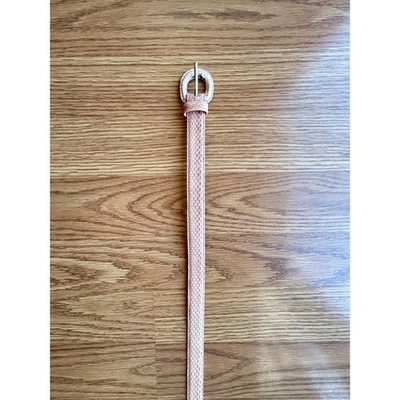 1990s Pink Snakeskin High Waist Skinny Belt - 34" Waist Size Small - Image 1 of 4