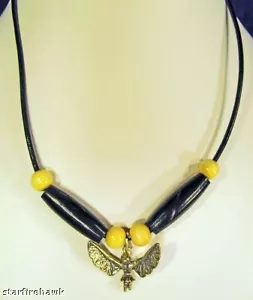 Herren Halsband Heilige Tänzerin Sterlingsilber Charm Holz Perle Lederband Halskette - Bild 1 von 2