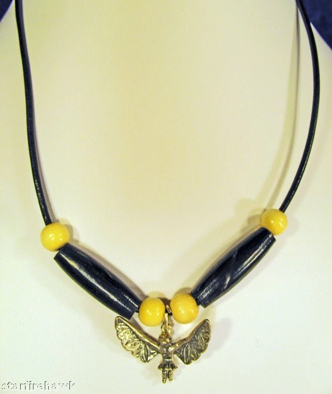 Gargantilla para hombre bailarina sagrada plata esterlina dije cuentas de madera cuero cordón collar Foto 1 de 1