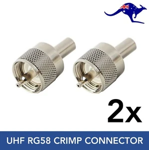 2 x UHF PL259 Crimp Male Plug Connector CB Radio RG58 Coax Cable Antenna - Picture 1 of 2