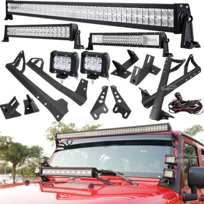 For Jeep Wrangler JK 2007-2018 52" 700W LED Light Bar + Mounting Brackets Set 50 - Image 1 of 4