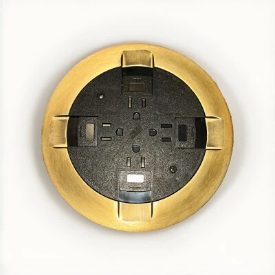 Wiremold 861QTCBS 861 Series BRASS Floor Box Outlet Quad Wood/Raised NEW!     EB - Image 1 of 3