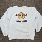 Hard Rock Cafe New York Sweatshirt Mens Large White Crew Neck Distressed VTG