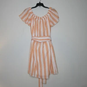 Michael Michael Kors Women's Off Shoulder Belted Striped Mini Dress P/S B13 - Picture 1 of 22