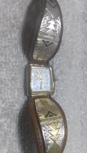 Montana Silberschmiede Uhr Azteken Silber Gold Braun Leder Neu Fledermaus Top Form 7 - Bild 1 von 10