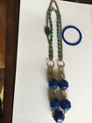  VTG 2 strands striking huge blue wooden beads & Turquoise Necklace & Bracelet