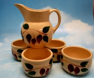 Juego/4 vatios cerámica AMERICAN RED BUD tazas de natillas y jarra de leche - Imagen 1 de 8