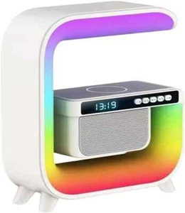 LAMPADA DA TAVOLO BLUETOOTH SPEAKER SVEGLIA CON RICARICA WIRELESS PER SMARTPHONE - Foto 1 di 6