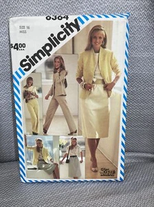 Simplicity 6364 Skirt Straight-Leg Pants Blouse Lined Jacket Miss 16 Uncut 1983 - Picture 1 of 3