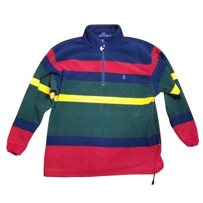JERSEY POLAR VINTAGE AÑOS 90 NÁUTICA RAYAS 1/4 CREMALLERA Multicolor Talla L Hip-Hop Foto 1 de 4