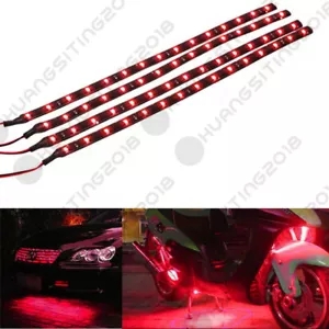 4x Red 12V 30Cm 15SMD LED Motorcycle Waterproof Flexible Strip Light For Yamaha - Foto 1 di 4