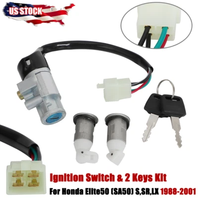 Interruptor de encendido y 2 llaves para Honda Elite 50 50S Elite50E Elite 50SR SA50 SB50P Foto 1 de 4